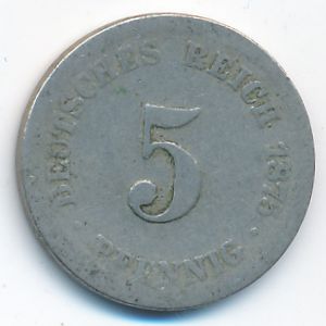 Germany, 5 pfennig, 1875