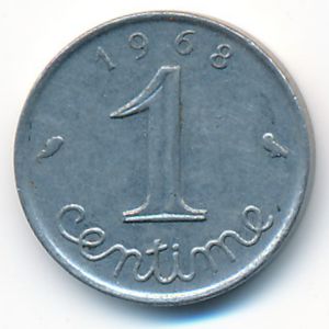 Франция, 1 сентим (1968 г.)
