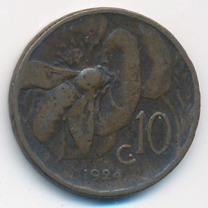 Italy, 10 centesimi, 1924