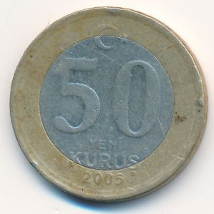 Turkey, 50 new kurus, 2005