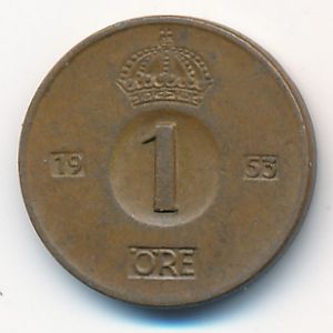 Sweden, 1 ore, 1953