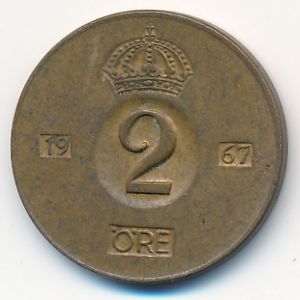 Швеция, 2 эре (1967 г.)