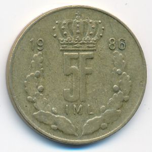 Люксембург, 5 франков (1986 г.)