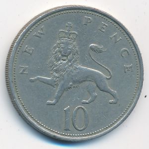 Great Britain, 10 new pence, 1968