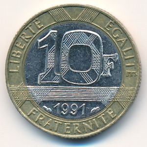 Франция, 10 франков (1991 г.)