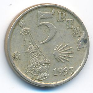 Spain, 5 pesetas, 1993