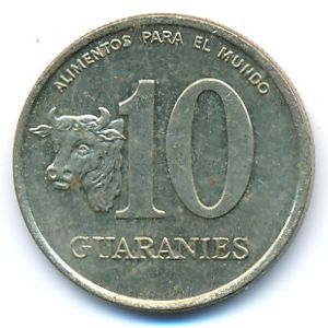 Paraguay, 10 guaranies, 1990