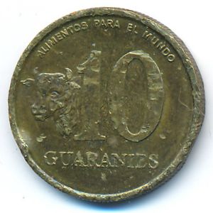 Paraguay, 10 guaranies, 1996