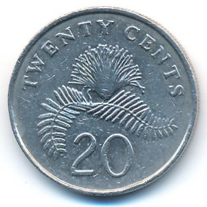 Singapore, 20 cents, 1989