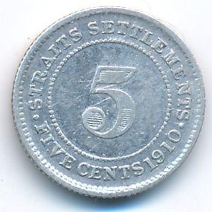 Стрейтс-Сетлментс, 5 центов (1910 г.)