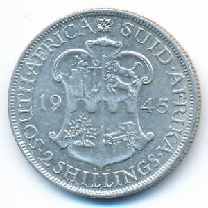 South Africa, 2 shillings, 1945