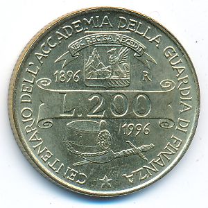 Italy, 200 lire, 1996