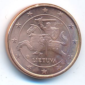 Lithuania, 1 euro cent, 2015