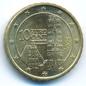 Austria, 10 euro cent, 2008