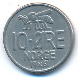 Norway, 10 ore, 1961