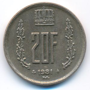 Luxemburg, 20 francs, 1981