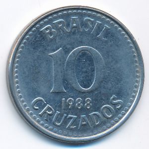 Brazil, 10 cruzados, 1988