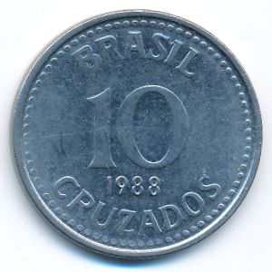 Brazil, 10 cruzados, 1988