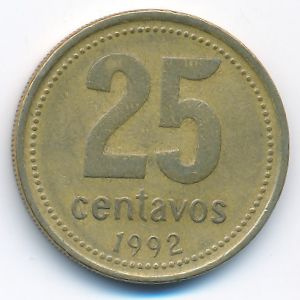 Аргентина, 25 сентаво (1992 г.)