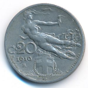 Италия, 20 чентезимо (1910 г.)
