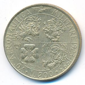 Италия, 200 лир (1993 г.)