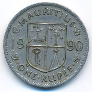 Mauritius, 1 rupee, 1990