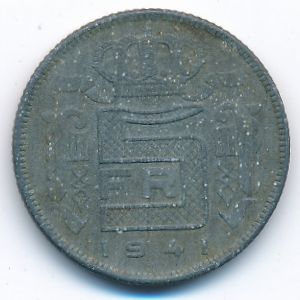 Belgium, 5 francs, 1941