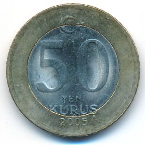Turkey, 50 new kurus, 2005