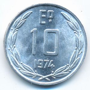 Chile, 10 escudos, 1974