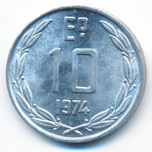 Chile, 10 escudos, 1974