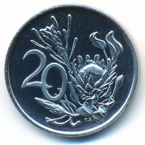 South Africa, 20 cents, 1977