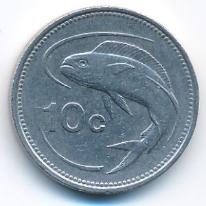 Malta, 10 cents, 1986