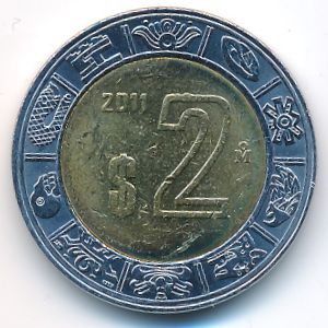 Мексика, 2 песо (2011 г.)