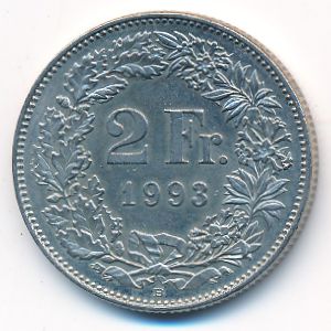 Switzerland, 2 francs, 1993