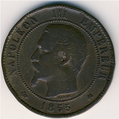 France, 10 centimes, 1853–1857
