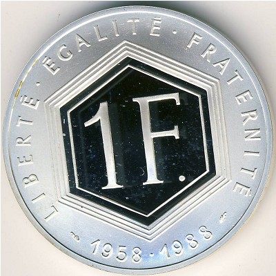 France, 1 franc, 1988