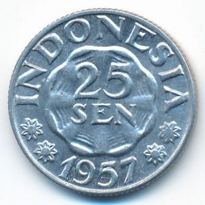 Indonesia, 25 sen, 1957