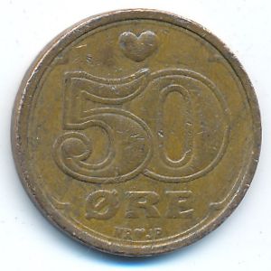Дания, 50 эре (1989 г.)