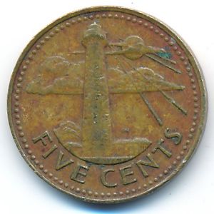 Barbados, 5 cents, 1982