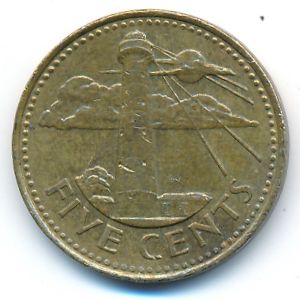 Barbados, 5 cents, 2005