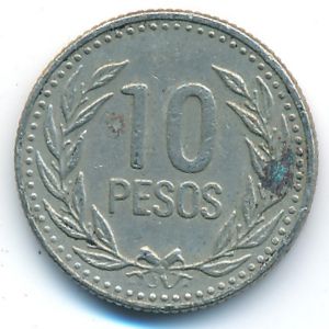Колумбия, 10 песо (1992 г.)