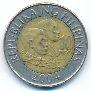 Филиппины, 10 песо (2004 г.)