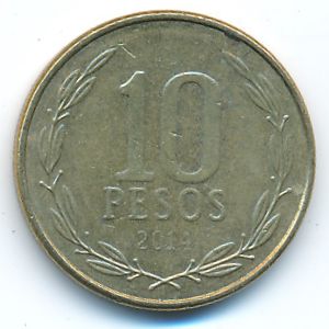 Chile, 10 pesos, 2014