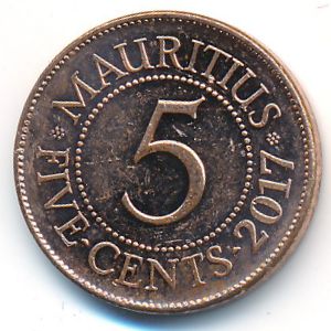 Mauritius, 5 cents, 2017