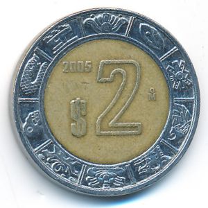 Мексика, 2 песо (2005 г.)