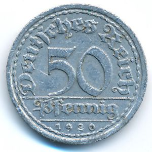 Weimar Republic, 50 pfennig, 1920