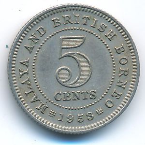 Malaya and British Borneo, 5 cents, 1953
