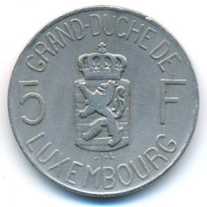 Luxemburg, 5 francs, 1962