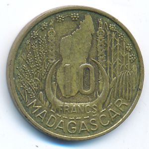 Madagascar, 10 francs, 1953