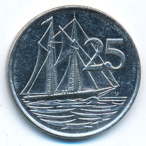 Cayman Islands, 25 cents, 1996